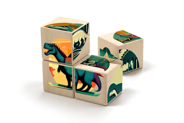 Wooden dinosaur puzzles.