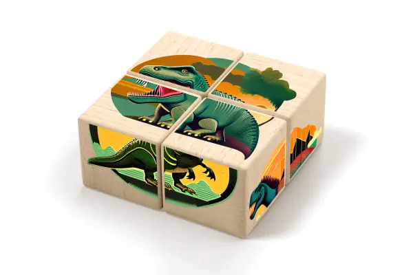 Wooden dinosaur puzzle.