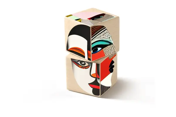 Colorful cubist blocks for museums.