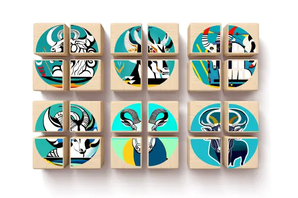 Blocks with prints for enthusiasts of zodiac signs