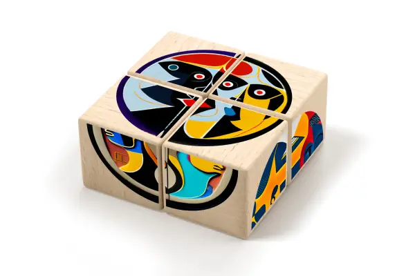 colourful pictures on wooden blocks