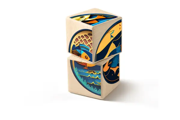 Ecological blocks with a print of the Pisces zodiac sign