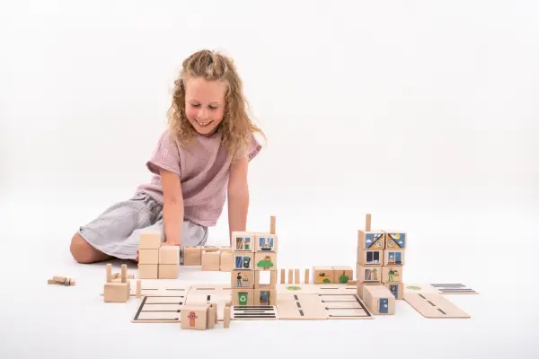 Construction set for children to build a city.