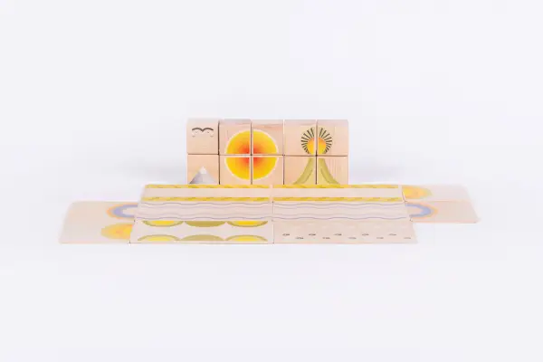 colorful design on wooden blocks from Gaia set