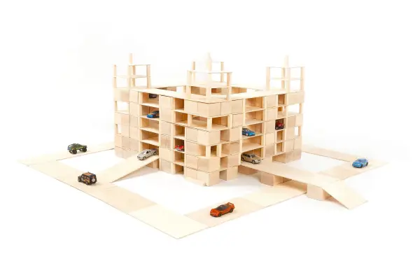 wooden parking lot for kids