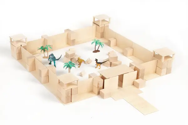 Wooden blocks to build Jurassic Park