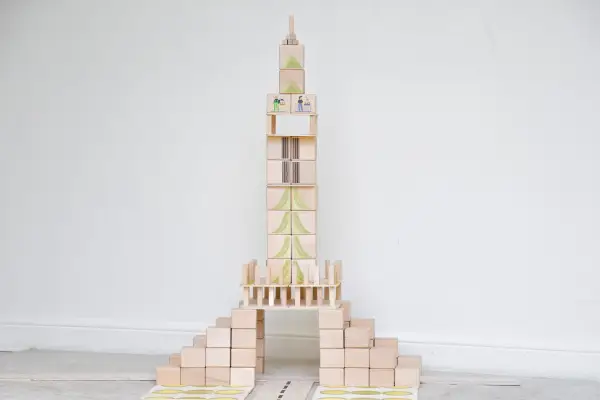 Eiffel Tower made of blocks.