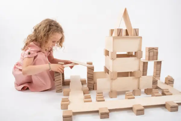 City construction made of wooden blocks.